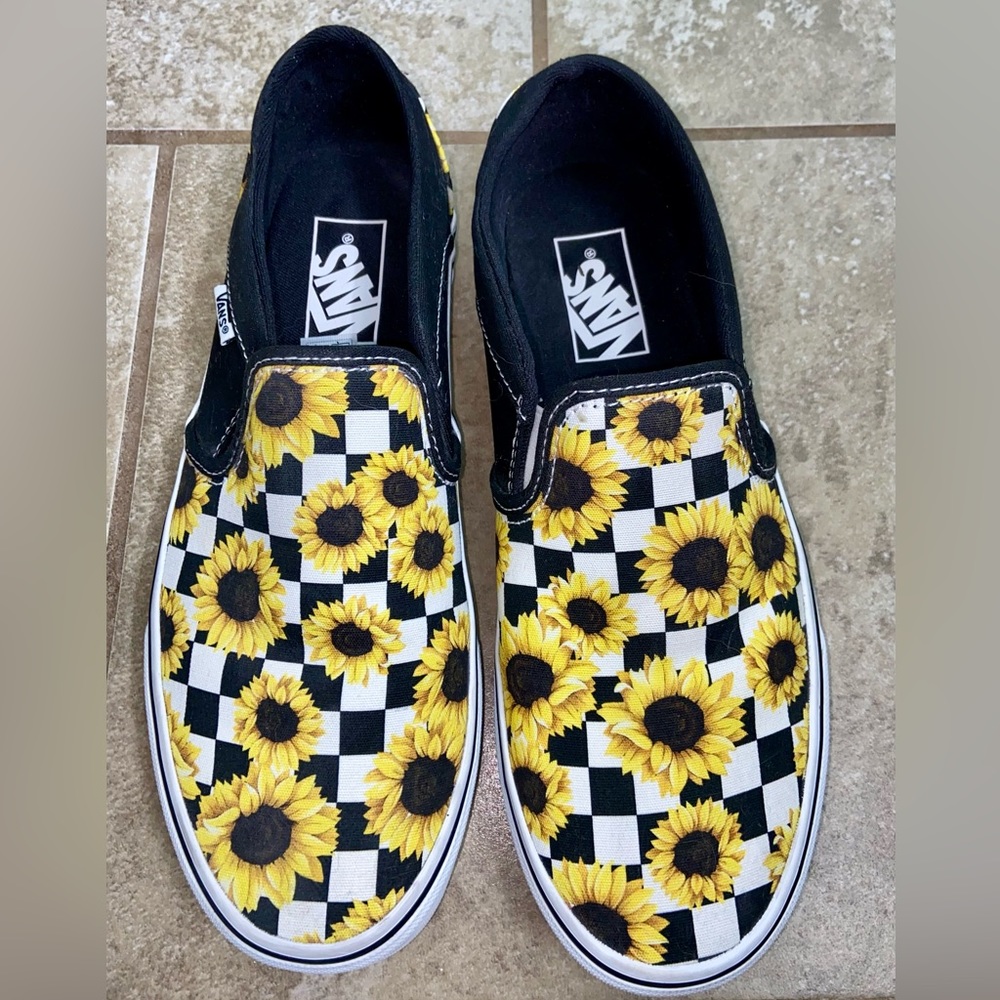 Vans sunflower checkerboard Slip-On